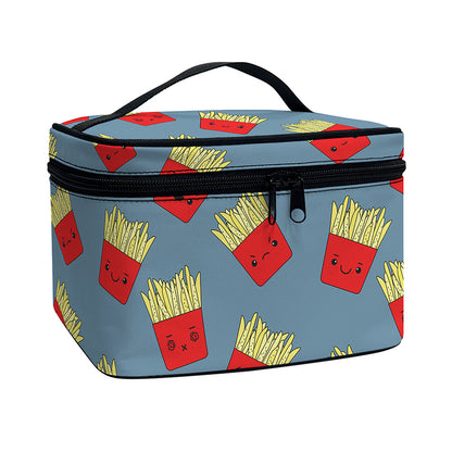Cute French Fries Pattern Print Travel Makeup Bag