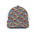 Cute French Fries Pattern Print White Mesh Trucker Hat