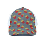 Cute French Fries Pattern Print White Mesh Trucker Cap