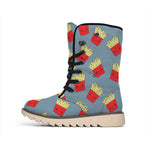 Cute French Fries Pattern Print Winter Boots