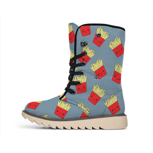 Cute French Fries Pattern Print Winter Boots