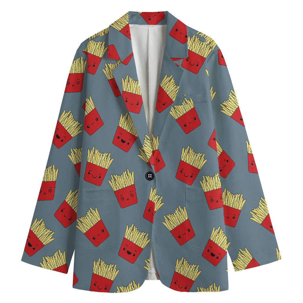 Cute French Fries Pattern Print Women's Blazer