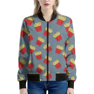 Cute French Fries Pattern Print Women's Bomber Jacket