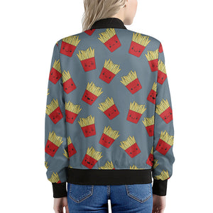 Cute French Fries Pattern Print Women's Bomber Jacket