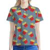 Cute French Fries Pattern Print Women's Polo Shirt