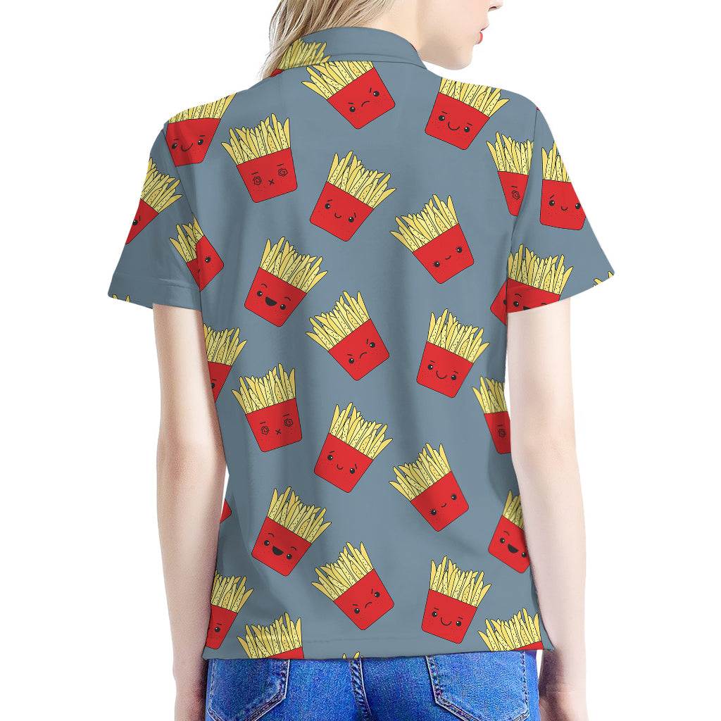 Cute French Fries Pattern Print Women's Polo Shirt