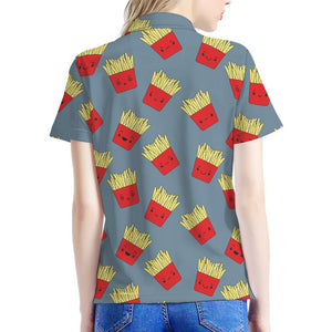 Cute French Fries Pattern Print Women's Polo Shirt