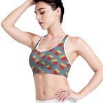 Cute French Fries Pattern Print Women's Sports Bra