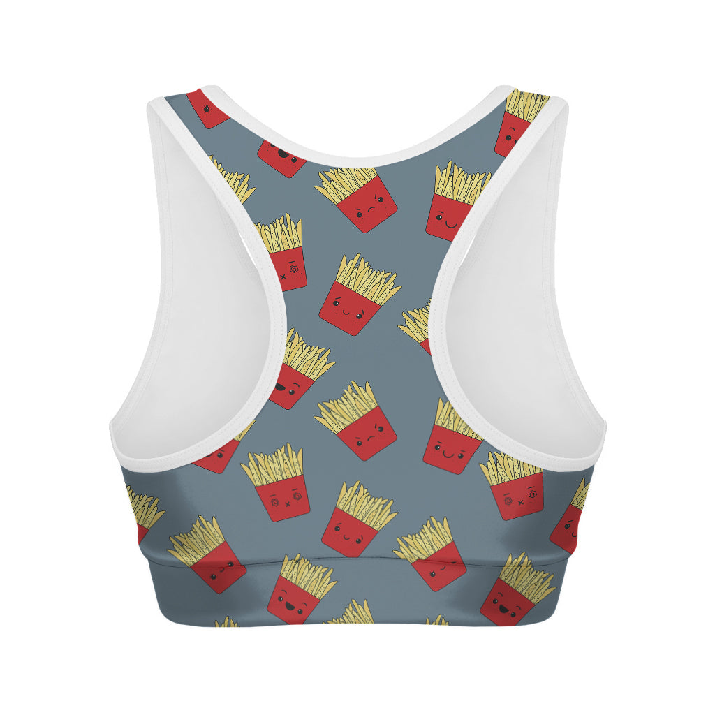 Cute French Fries Pattern Print Women's Sports Bra