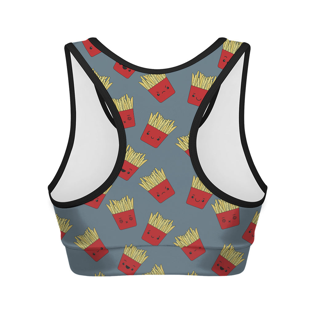 Cute French Fries Pattern Print Women's Sports Bra