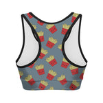 Cute French Fries Pattern Print Women's Sports Bra