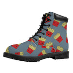 Cute French Fries Pattern Print Work Boots