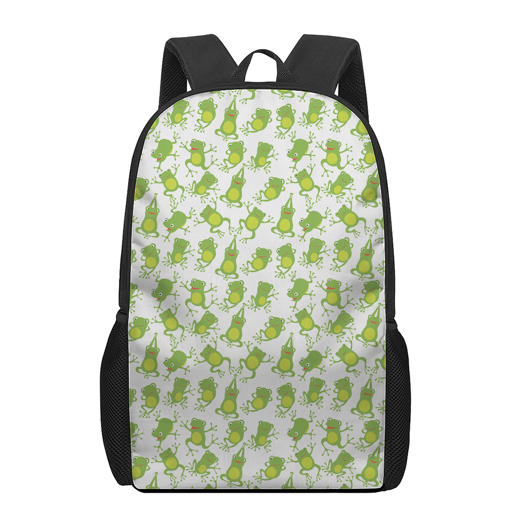 Cute Frog Pattern Print 17 Inch Backpack