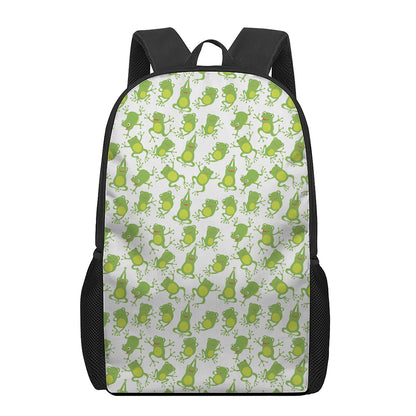 Cute Frog Pattern Print 17 Inch Backpack