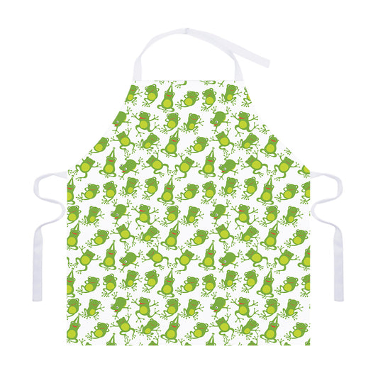 Cute Frog Pattern Print Adjustable Apron