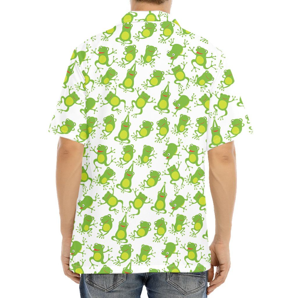 Cute Frog Pattern Print Aloha Shirt