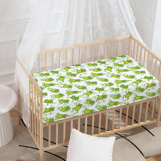 Cute Frog Pattern Print Baby Crib Sheet