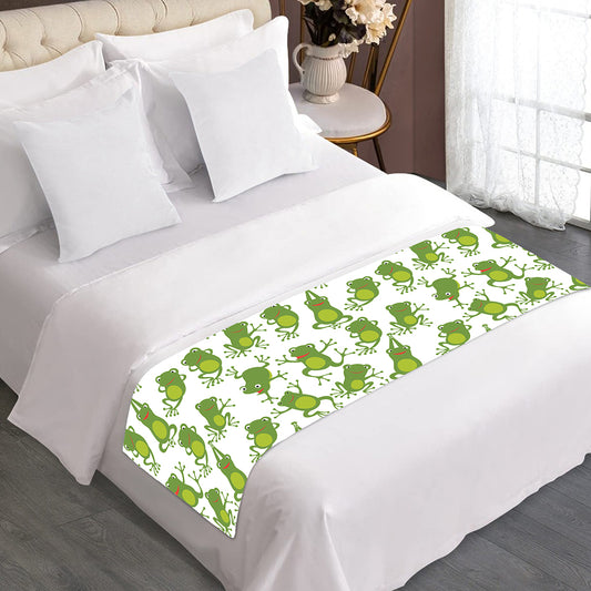 Cute Frog Pattern Print Bed Runner