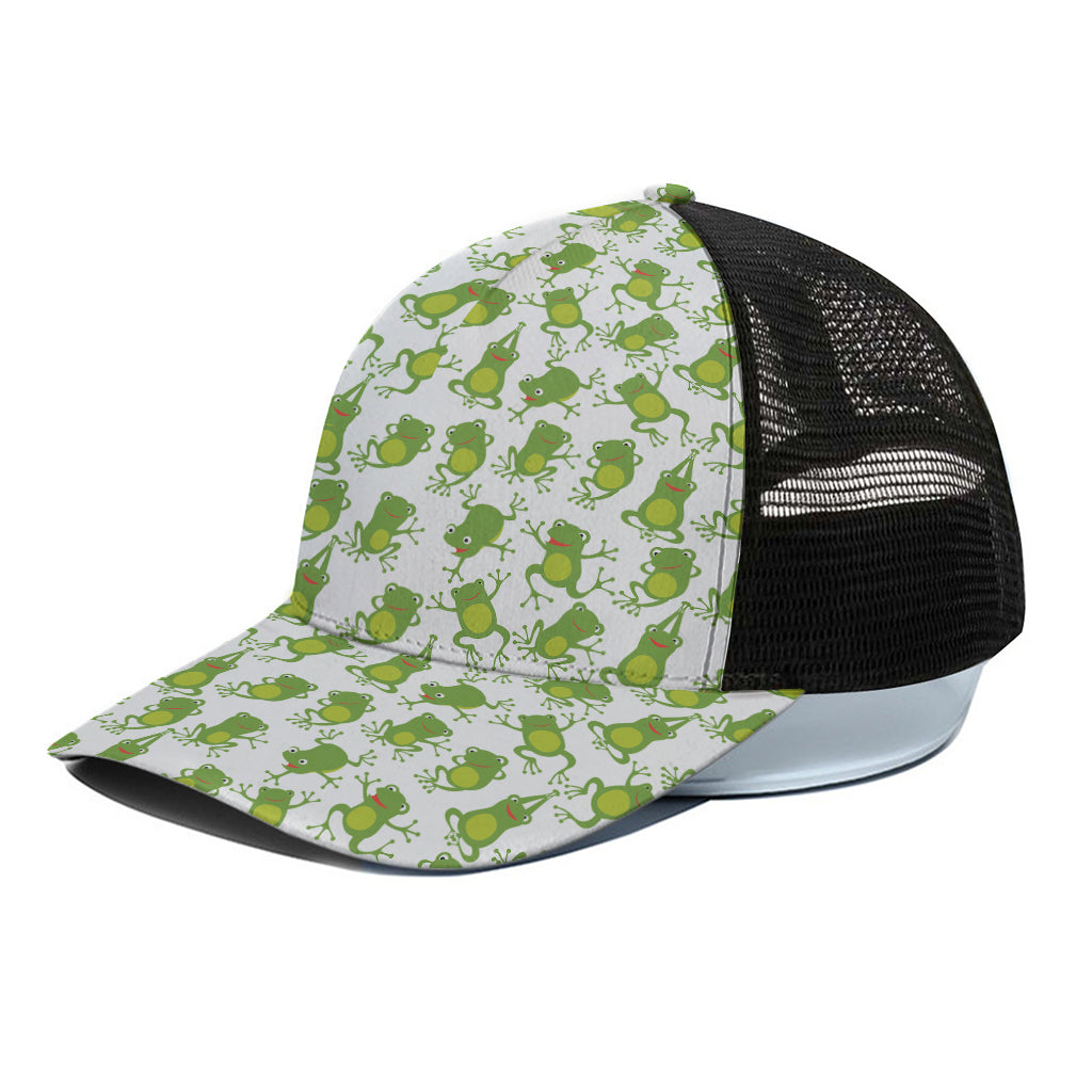 Cute Frog Pattern Print Black Mesh Trucker Cap