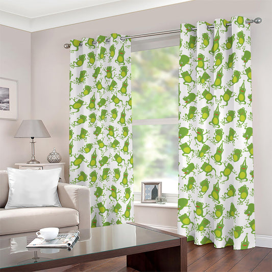 Cute Frog Pattern Print Blackout Grommet Curtains