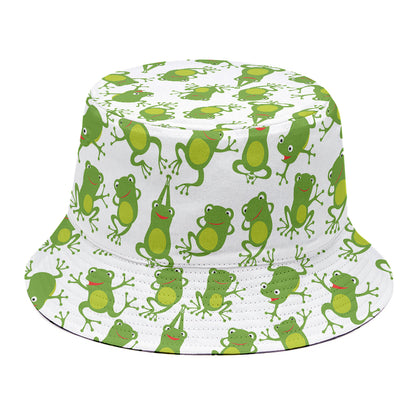 Cute Frog Pattern Print Bucket Hat