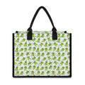 Cute Frog Pattern Print Canvas Tote Bag