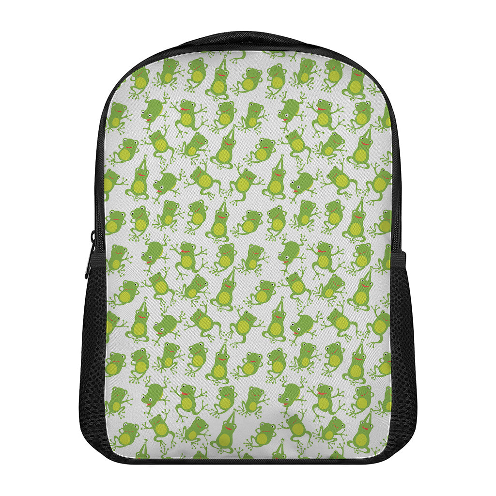 Cute Frog Pattern Print Casual Backpack