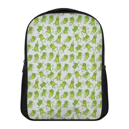 Cute Frog Pattern Print Casual Backpack