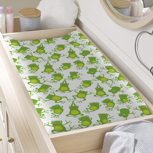 Cute Frog Pattern Print Changing Pad Cover