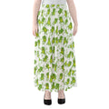 Cute Frog Pattern Print Chiffon Maxi Skirt
