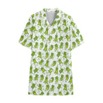 Cute Frog Pattern Print Cotton Hawaiian Shirt