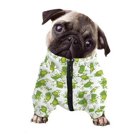 Cute Frog Pattern Print Dog Zip Up Jacket