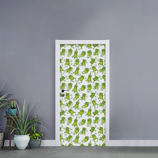 Cute Frog Pattern Print Door Sticker