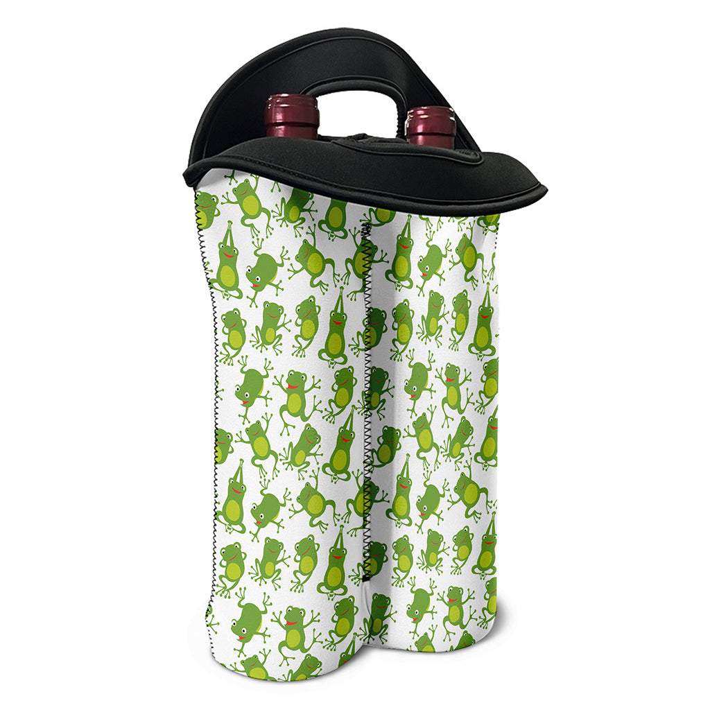 Cute Frog Pattern Print Double Neoprene Wine Tote