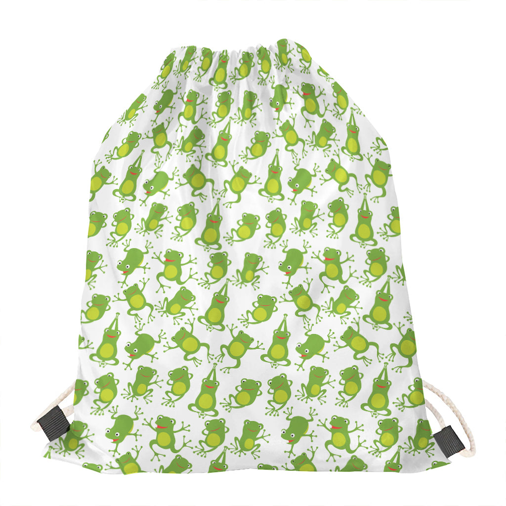 Cute Frog Pattern Print Drawstring Bag