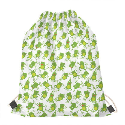 Cute Frog Pattern Print Drawstring Bag