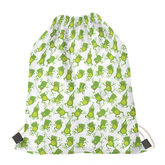 Cute Frog Pattern Print Drawstring Bag