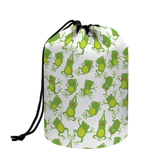 Cute Frog Pattern Print Drawstring Makeup Bag