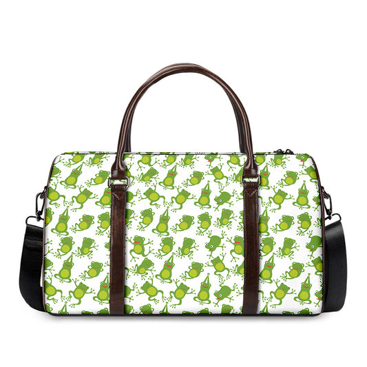 Cute Frog Pattern Print Duffle Bag