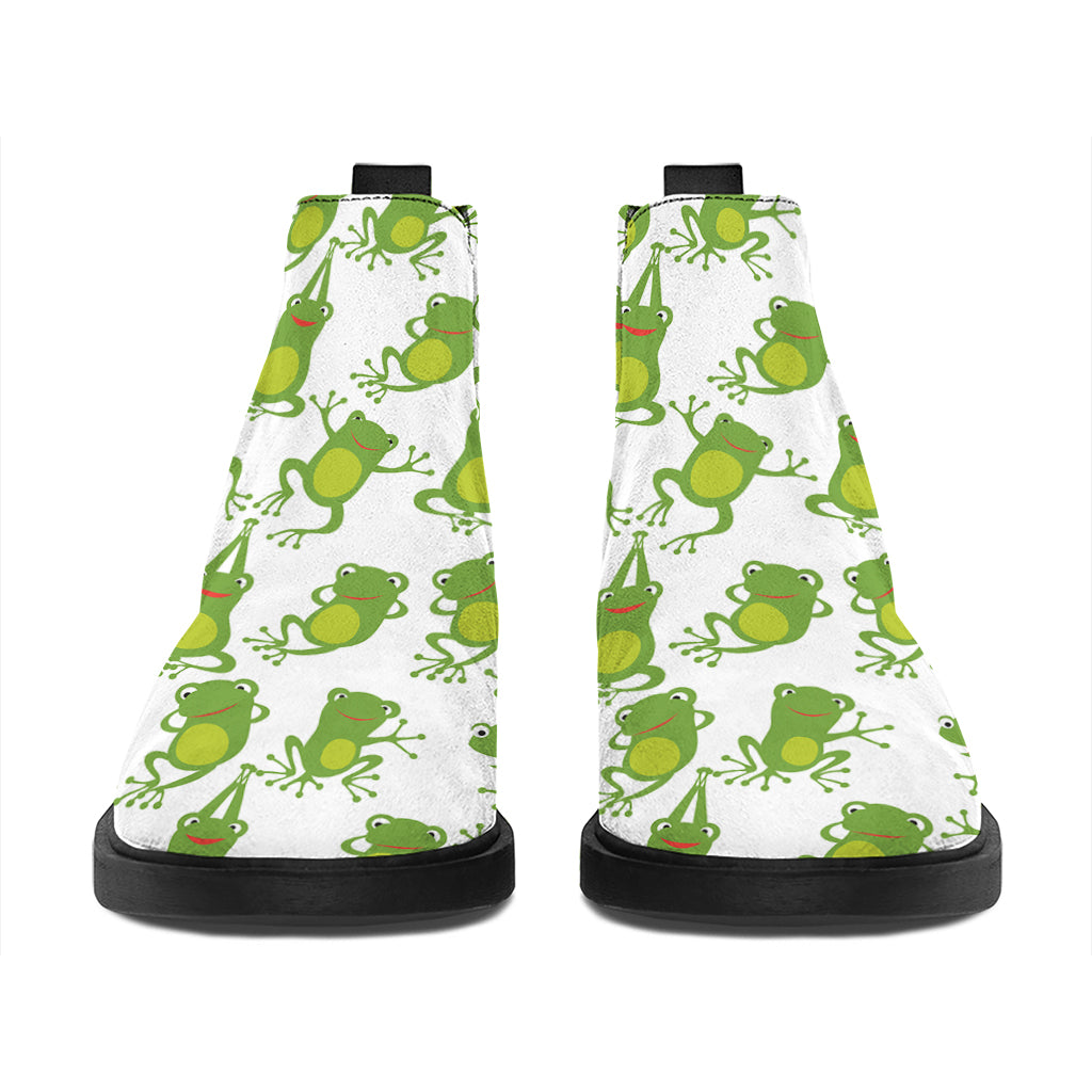 Cute Frog Pattern Print Flat Ankle Boots