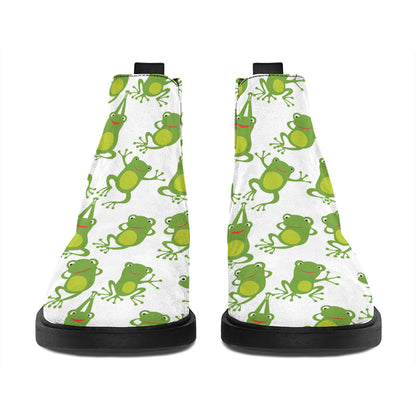 Cute Frog Pattern Print Flat Ankle Boots