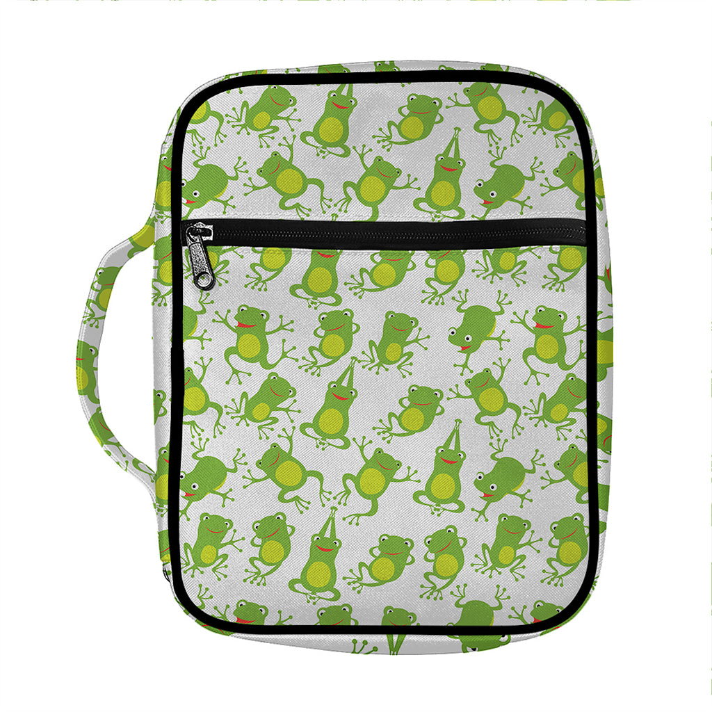 Cute Frog Pattern Print Front Pocket Bible Bag