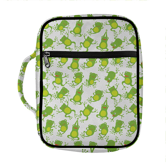 Cute Frog Pattern Print Front Pocket Bible Bag