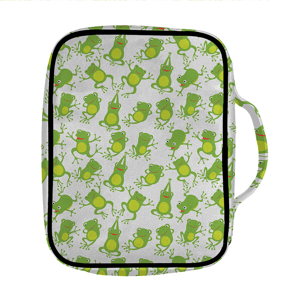 Cute Frog Pattern Print Front Pocket Bible Bag