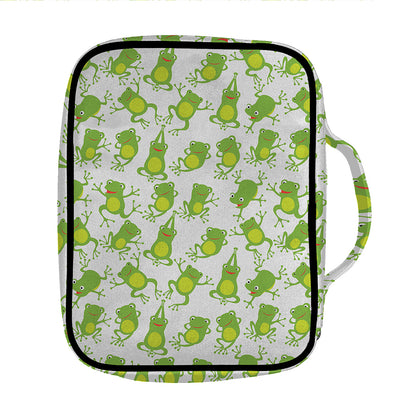 Cute Frog Pattern Print Front Pocket Bible Bag