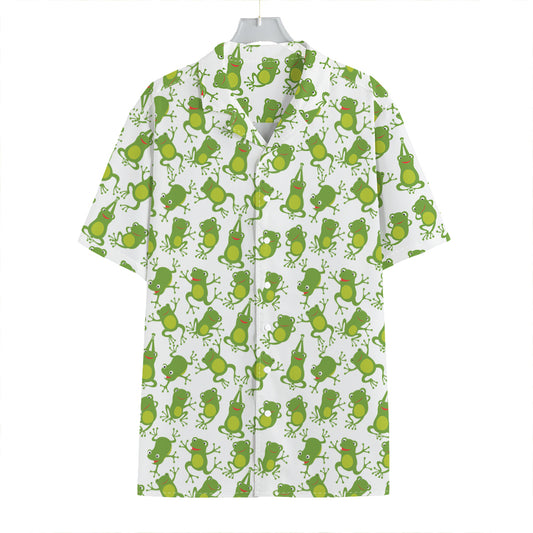Cute Frog Pattern Print Hawaiian Shirt