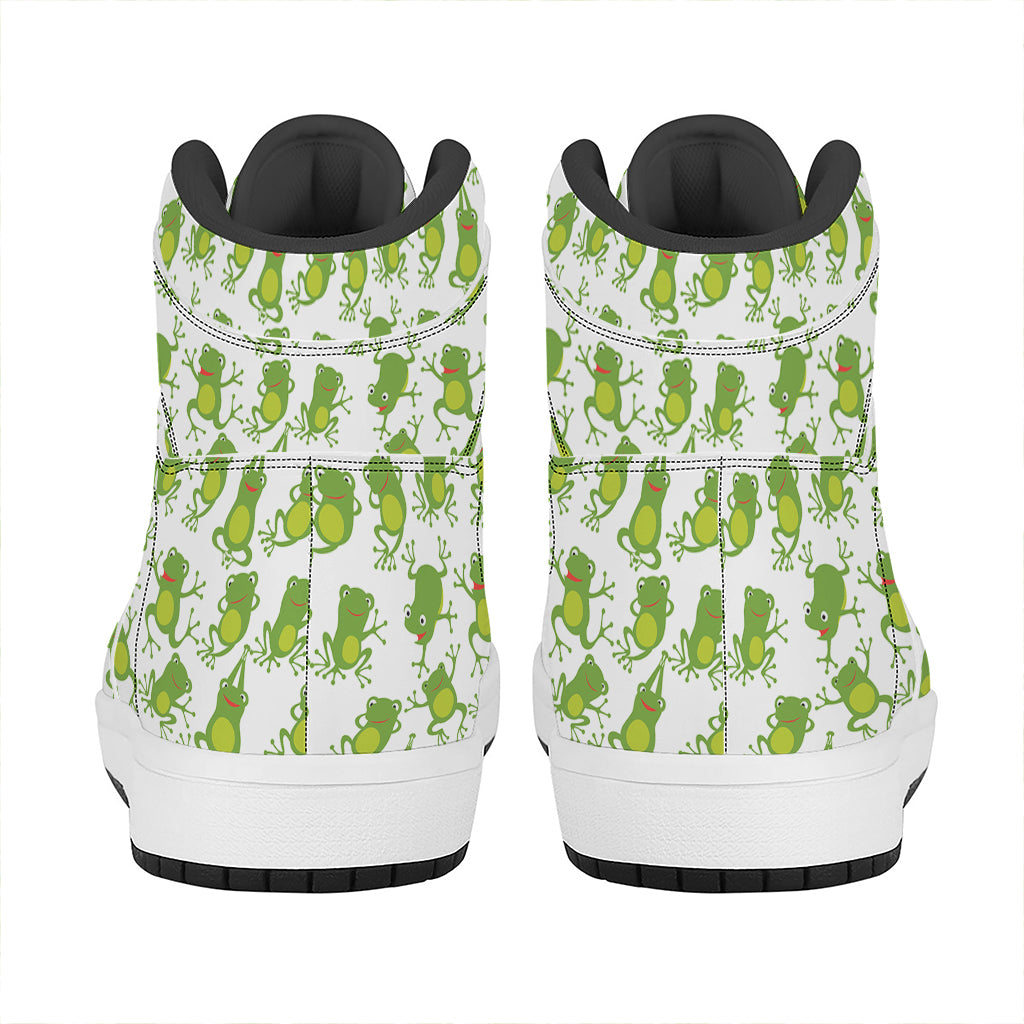 Cute Frog Pattern Print High Top Leather Sneakers
