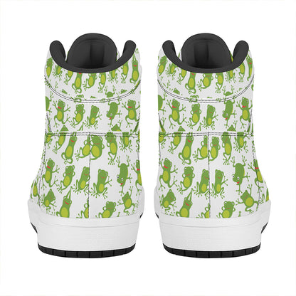 Cute Frog Pattern Print High Top Leather Sneakers