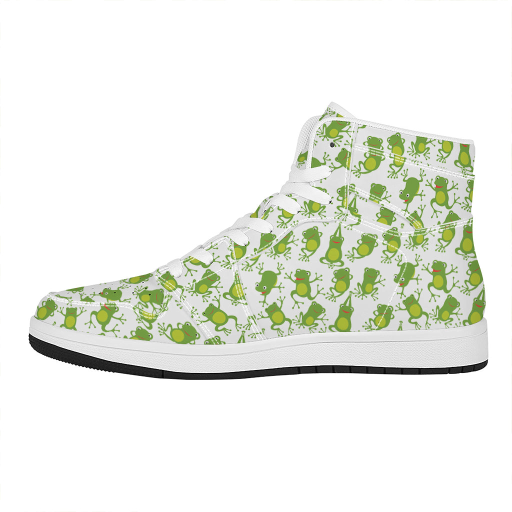 Cute Frog Pattern Print High Top Leather Sneakers
