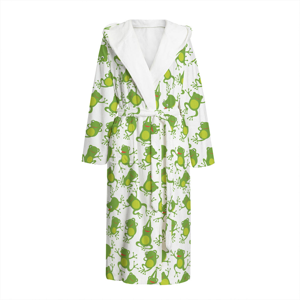 Cute Frog Pattern Print Hooded Bathrobe